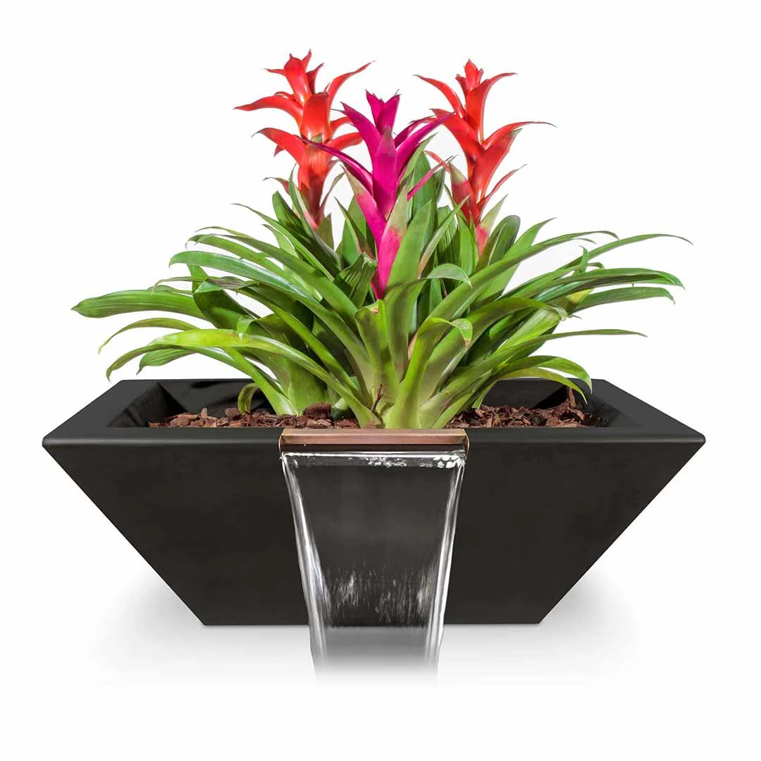 Maya Square Planter & Water Bowl, GFRC Concrete - Water Feature - Image 3