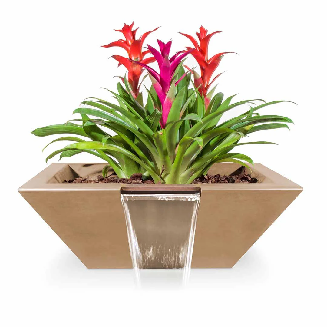 Maya Square Planter & Water Bowl, GFRC Concrete - Water Feature - Image 4