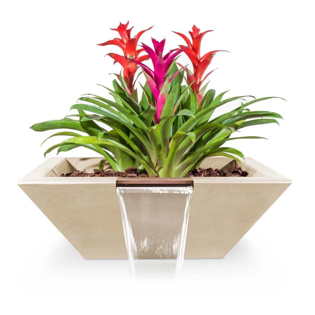 Maya Square Planter & Water Bowl, GFRC Concrete - Water Feature - Image 5