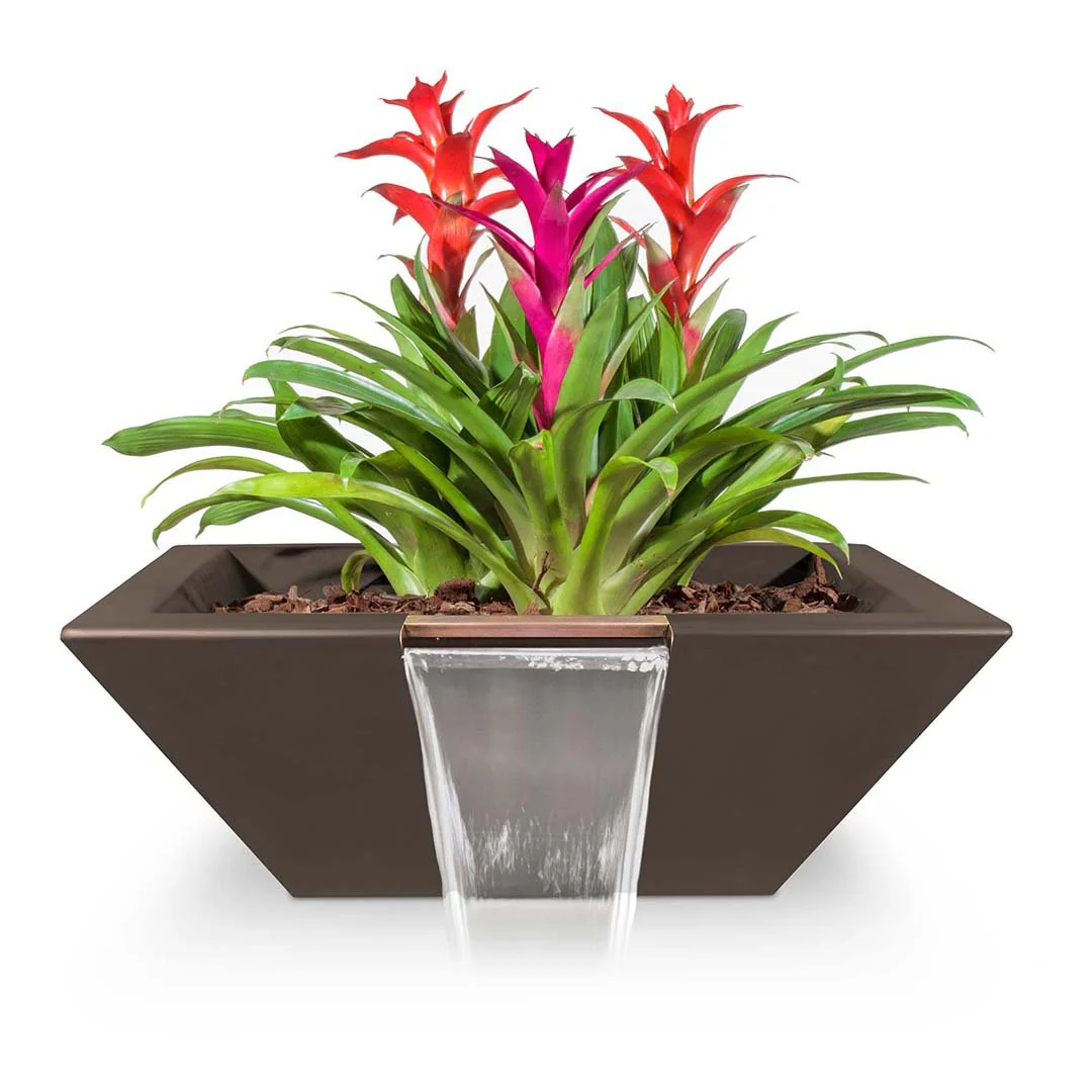 Maya Square Planter & Water Bowl, GFRC Concrete - Water Feature - Image 6