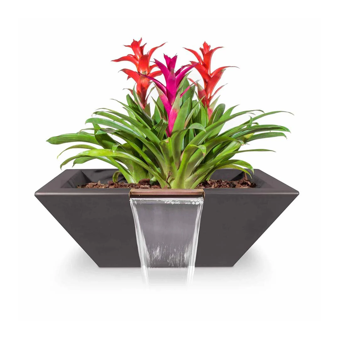 Maya Square Planter & Water Bowl, GFRC Concrete - Water Feature - Image 7