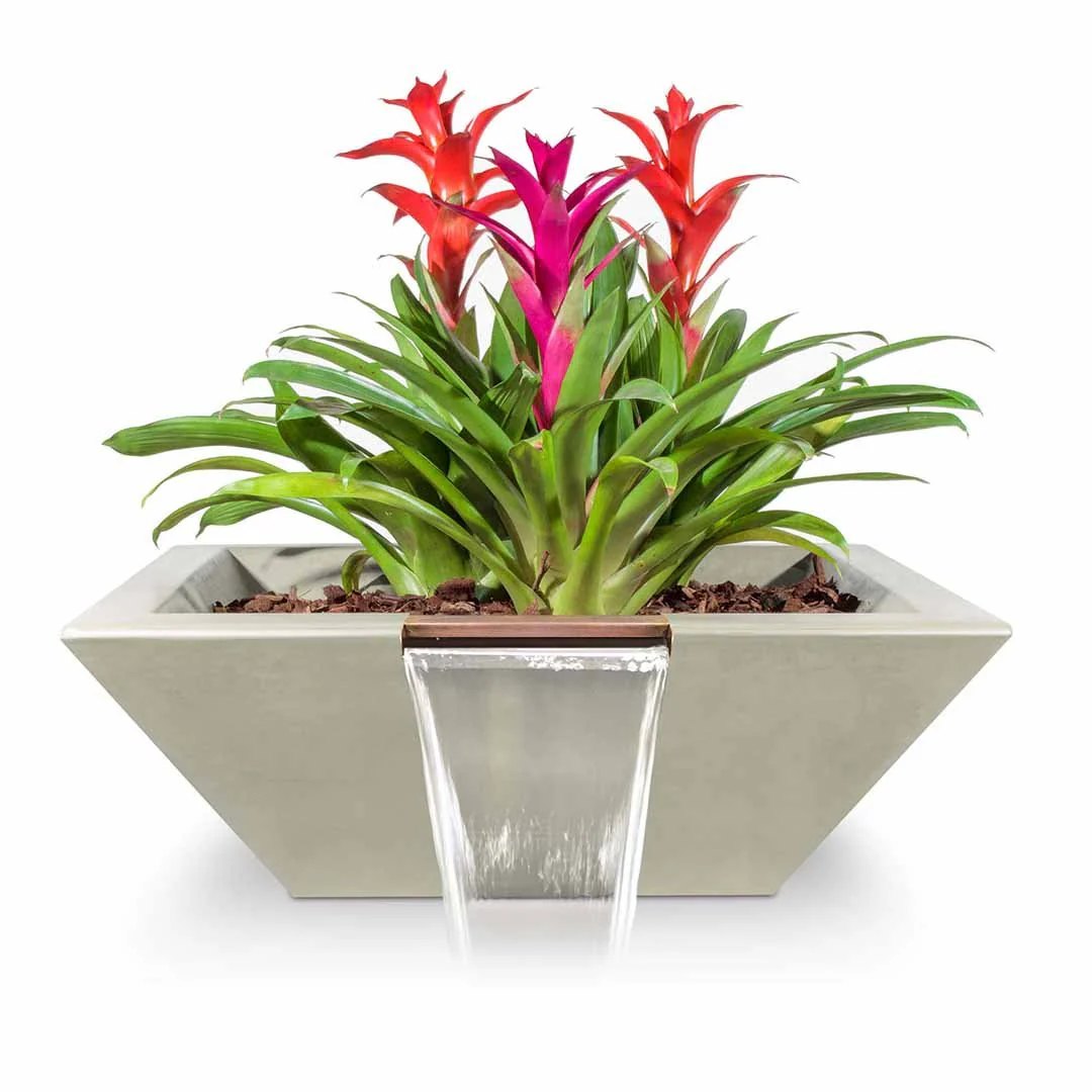 Maya Square Planter & Water Bowl, GFRC Concrete - Water Feature - Image 8