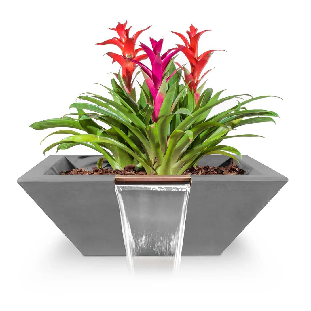 Maya Square Planter & Water Bowl, GFRC Concrete - Water Feature - Image 9