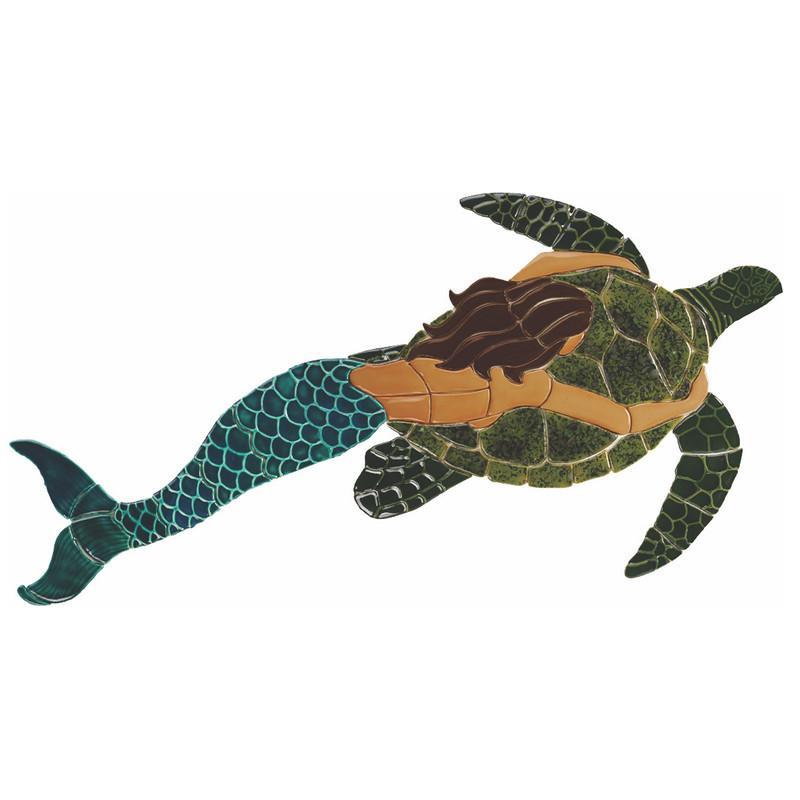 Mermaid & Turtle-Brown - Pool Mosaic