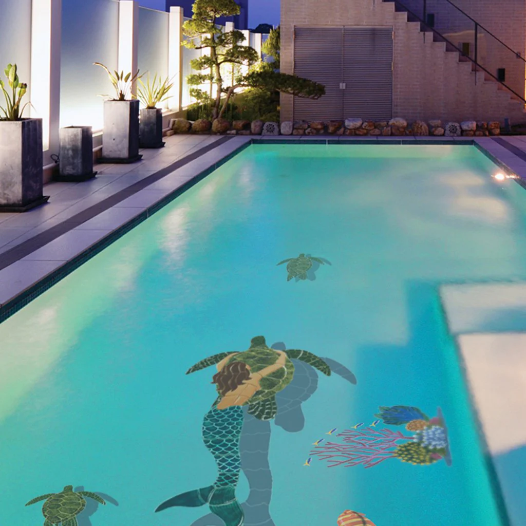Mermaid & Turtle-Brown w/Shadow - Pool Mosaic - Image 2
