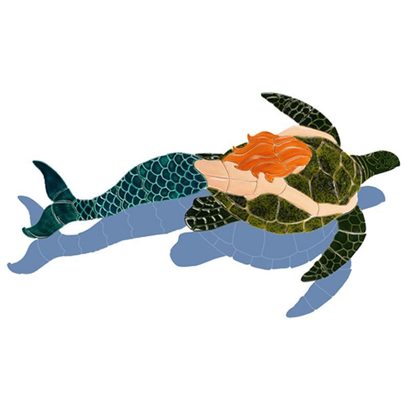 Mermaid & Turtle w/Shadow - Pool Mosaic