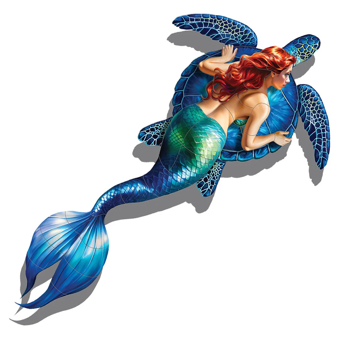 Mermaid with Blue Turtle w/ Shadow - Pool Mosaic