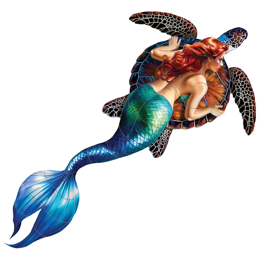 Mermaid with Brown Turtle - Pool Mosaic