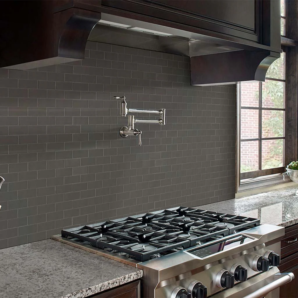 Metallic Gray Subway, 2" x 4" - Glass Tile - Image 2