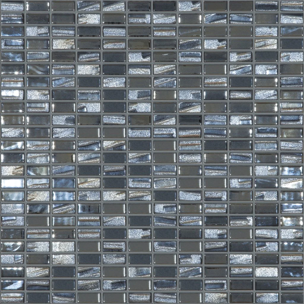 Mini Brick Black Mix Colors 358M-358L, 1/2" x 1" - Glass Tile