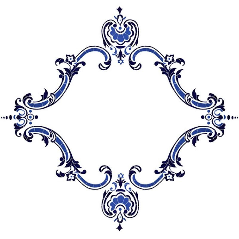 Monogram Medallion - Blue - Pool Mosaic