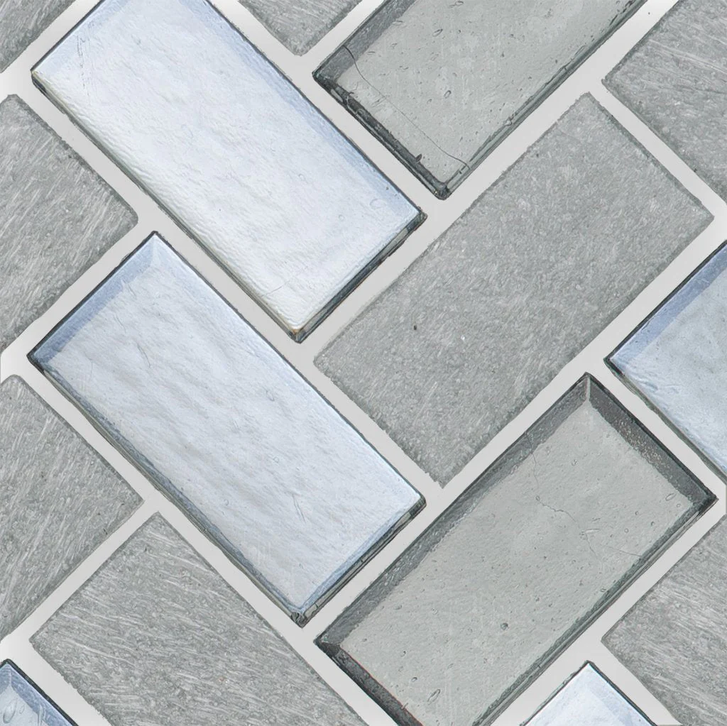 Moonlight, Herringbone - Glass Tile - Image 3