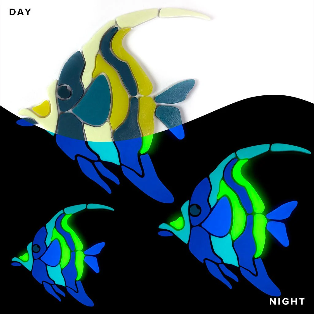 Moorish Idol Fish Family - Glow in the Dark Pool Mosaics