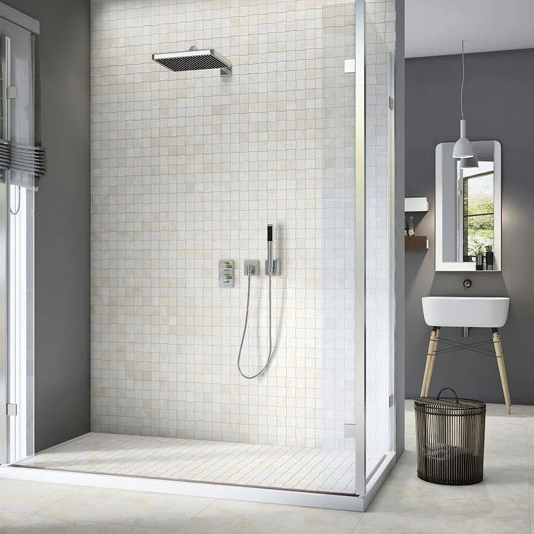 Mother of Pearl Matte Ivory, Basketweave Mosaic - Porcelain Tile - Image 2