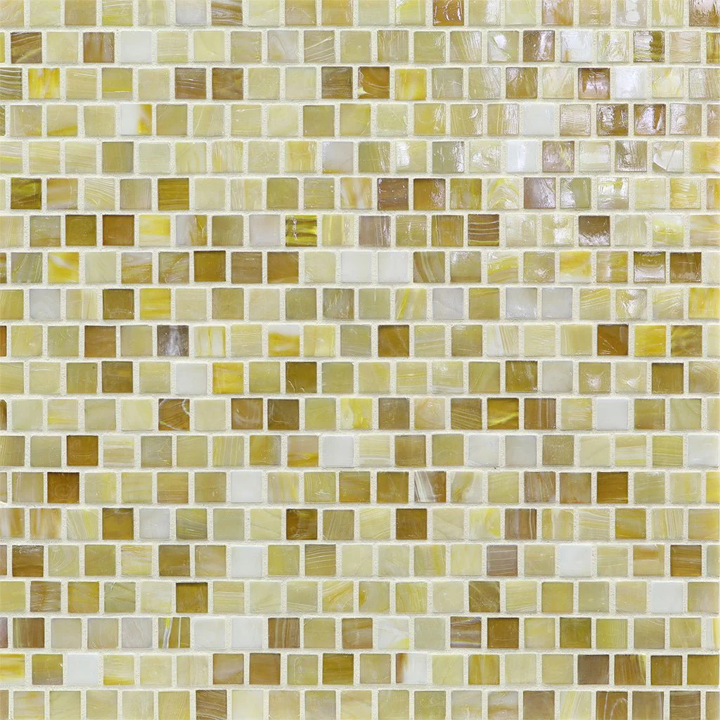 Lemon Meringue Iridescent, 5/8" x 5/8" - Glass Tile