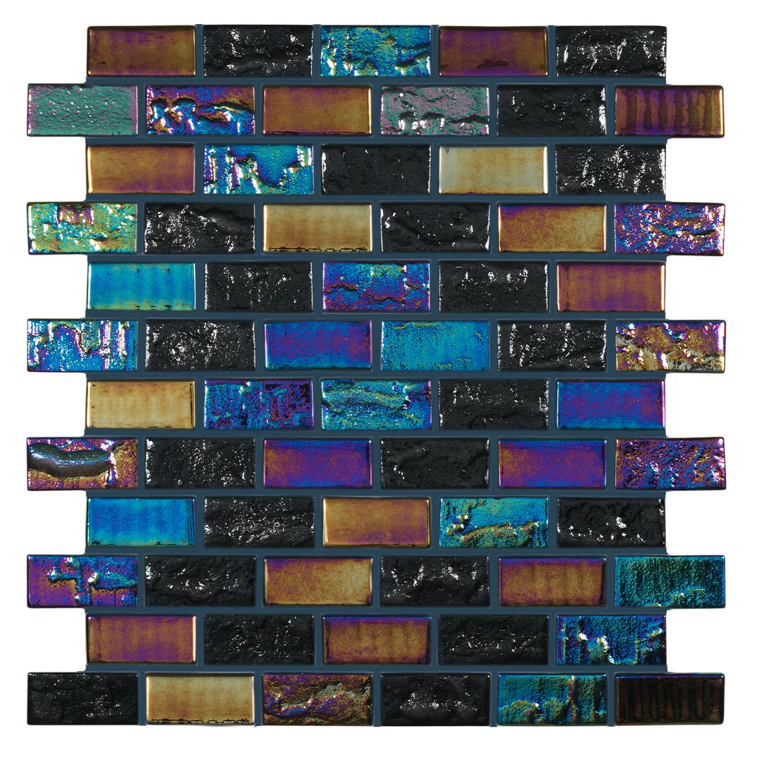 Mystic Black, 1" x 2" Trabado - Glass Tile
