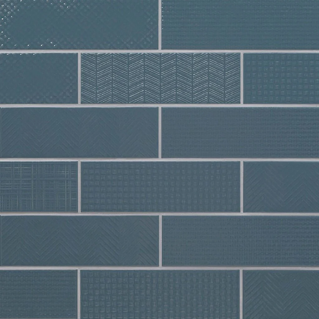Navy 3D Mix, 4" x 12" - Ceramic Tile
