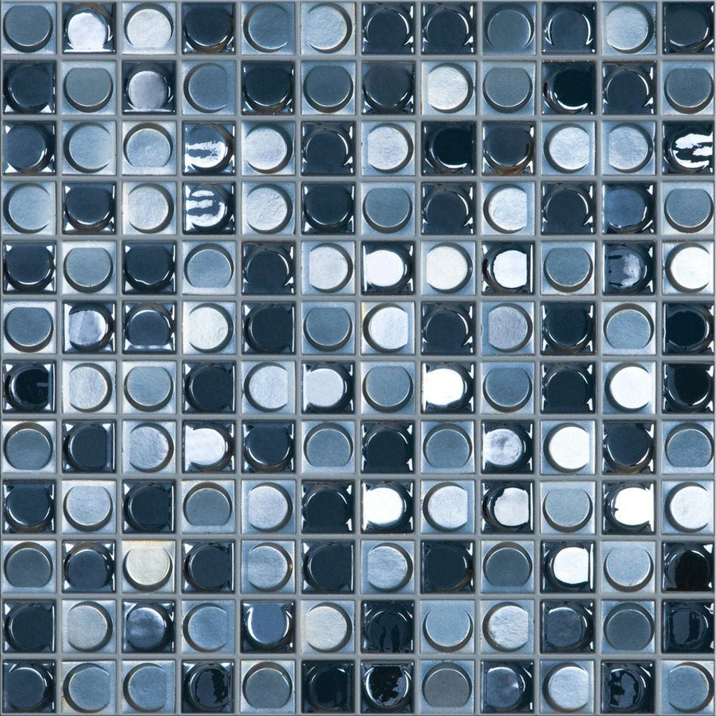 Night Blend Black/Silver Iridescent, 1" x 1" - Glass Tile