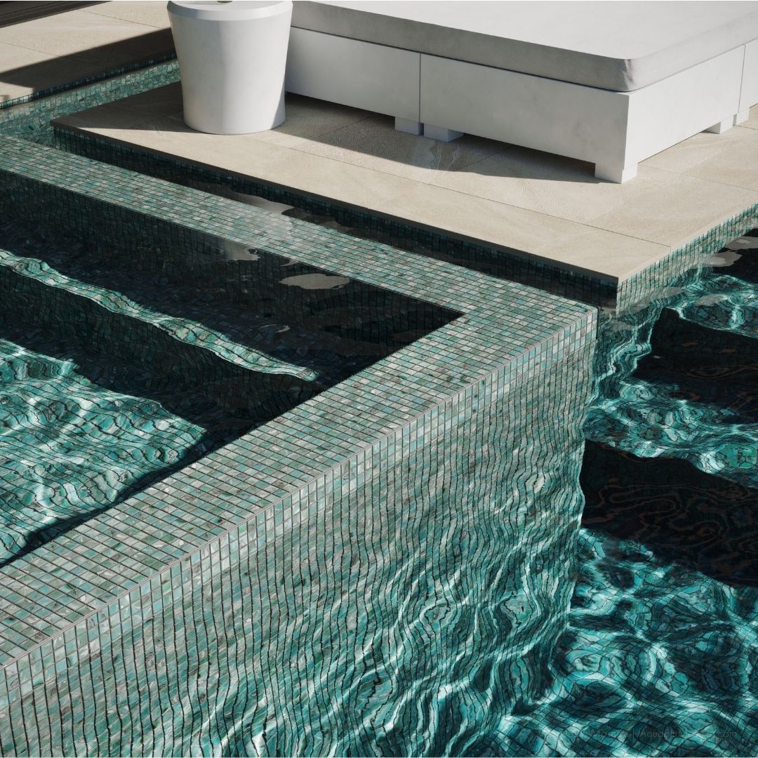 Oasis Turquoise, 1.5" x 1.5" - Glass Tile - Image 3
