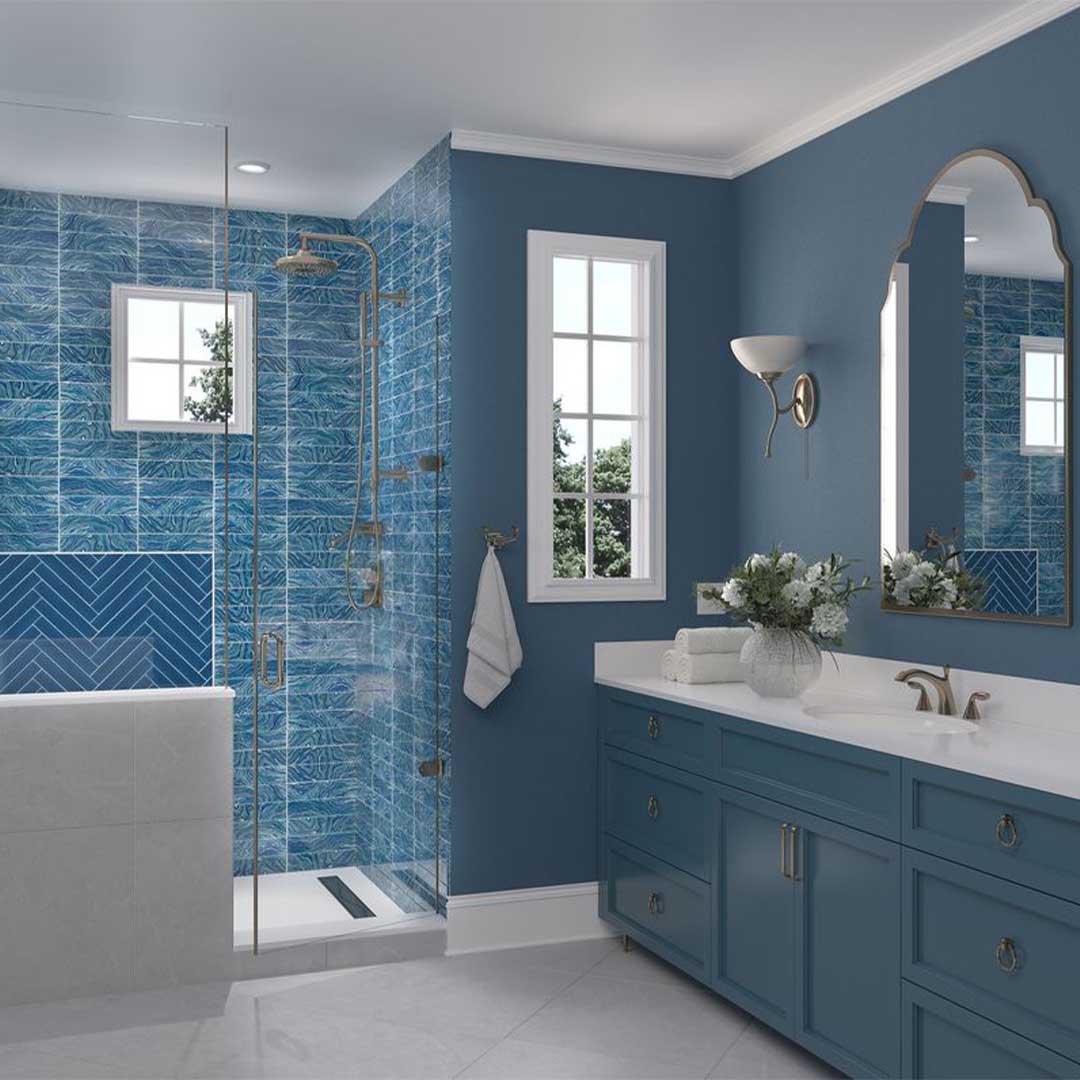 Ocean Sparkle Navy, 2" x 12" - Glass Tile - Image 2