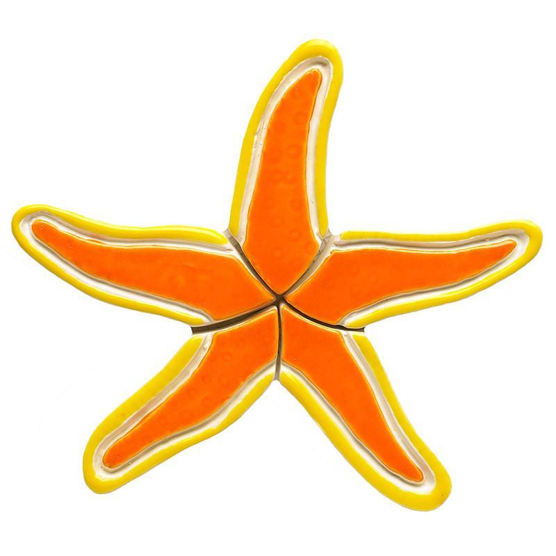 Orange Starfish - Pool Mosaic