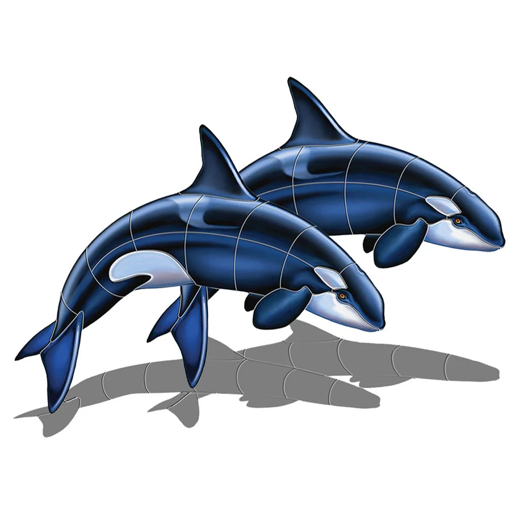 Orca - A Double w/Shadow - Pool Mosaic