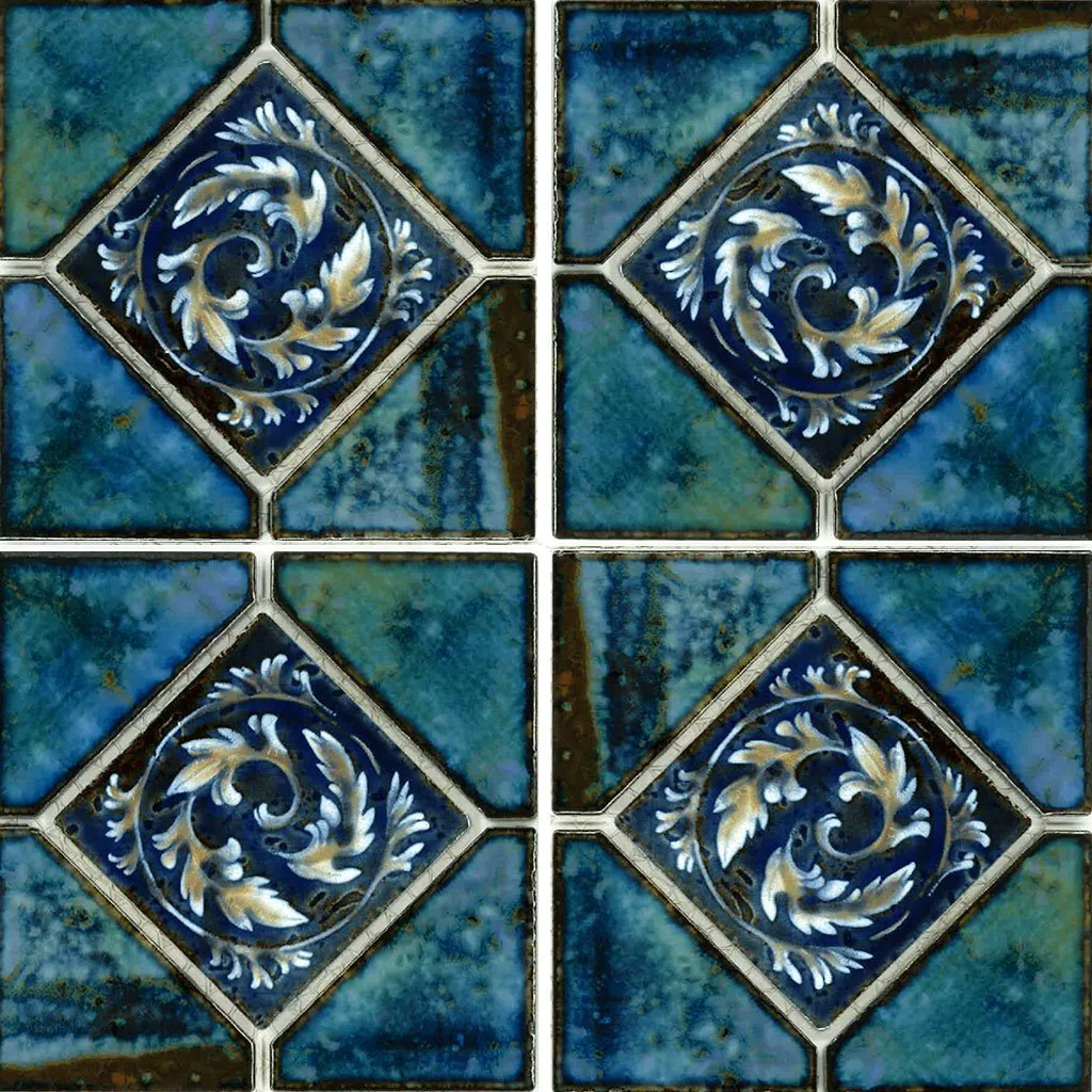 Oyster Blue, 6" x 6" Deco - Porcelain Pool Tile