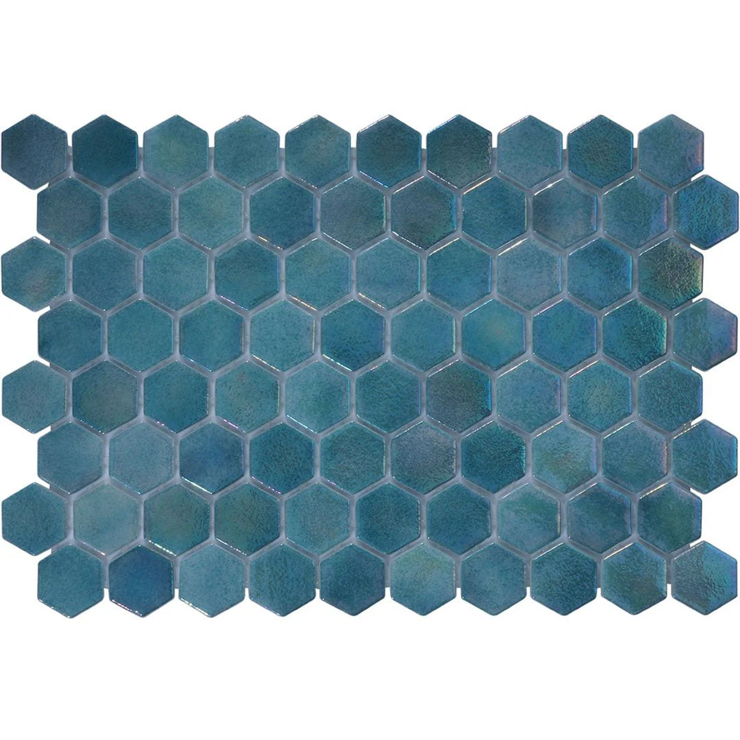 Pacific Mist, Hexagon Mosaic - Glass Tile