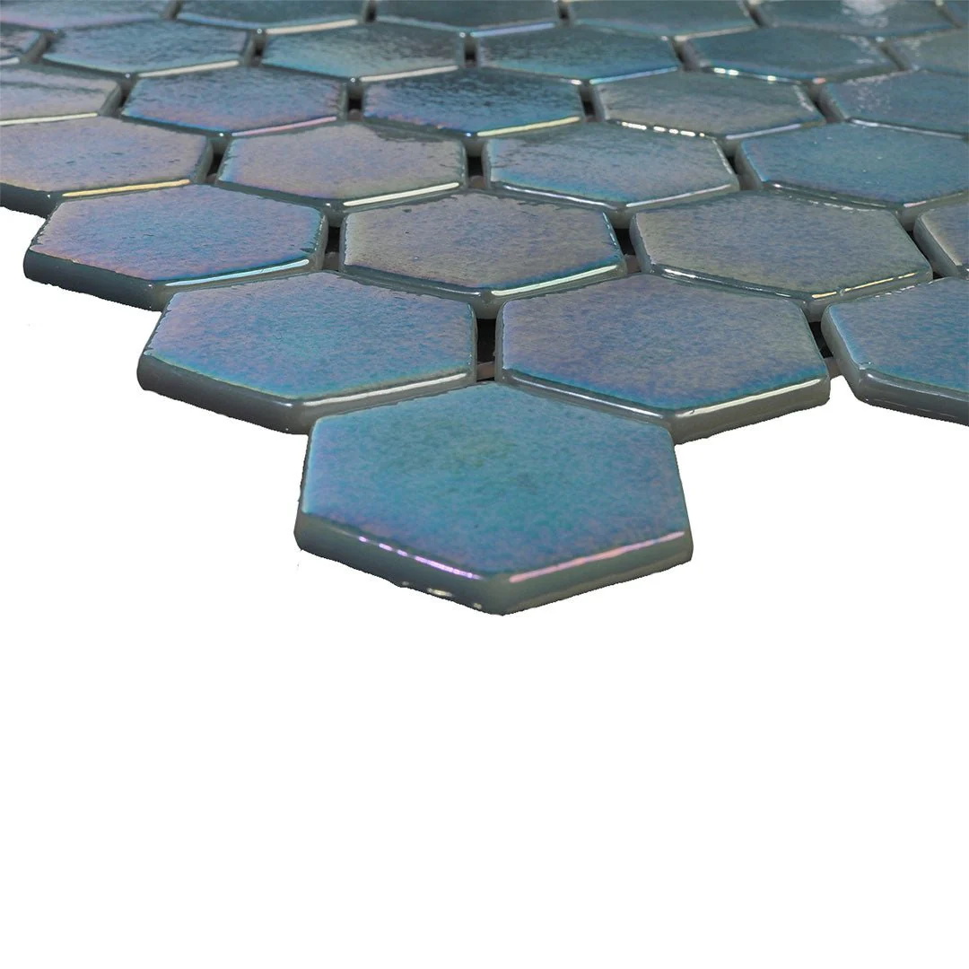 Pacific Mist, Hexagon Mosaic - Glass Tile - Image 2