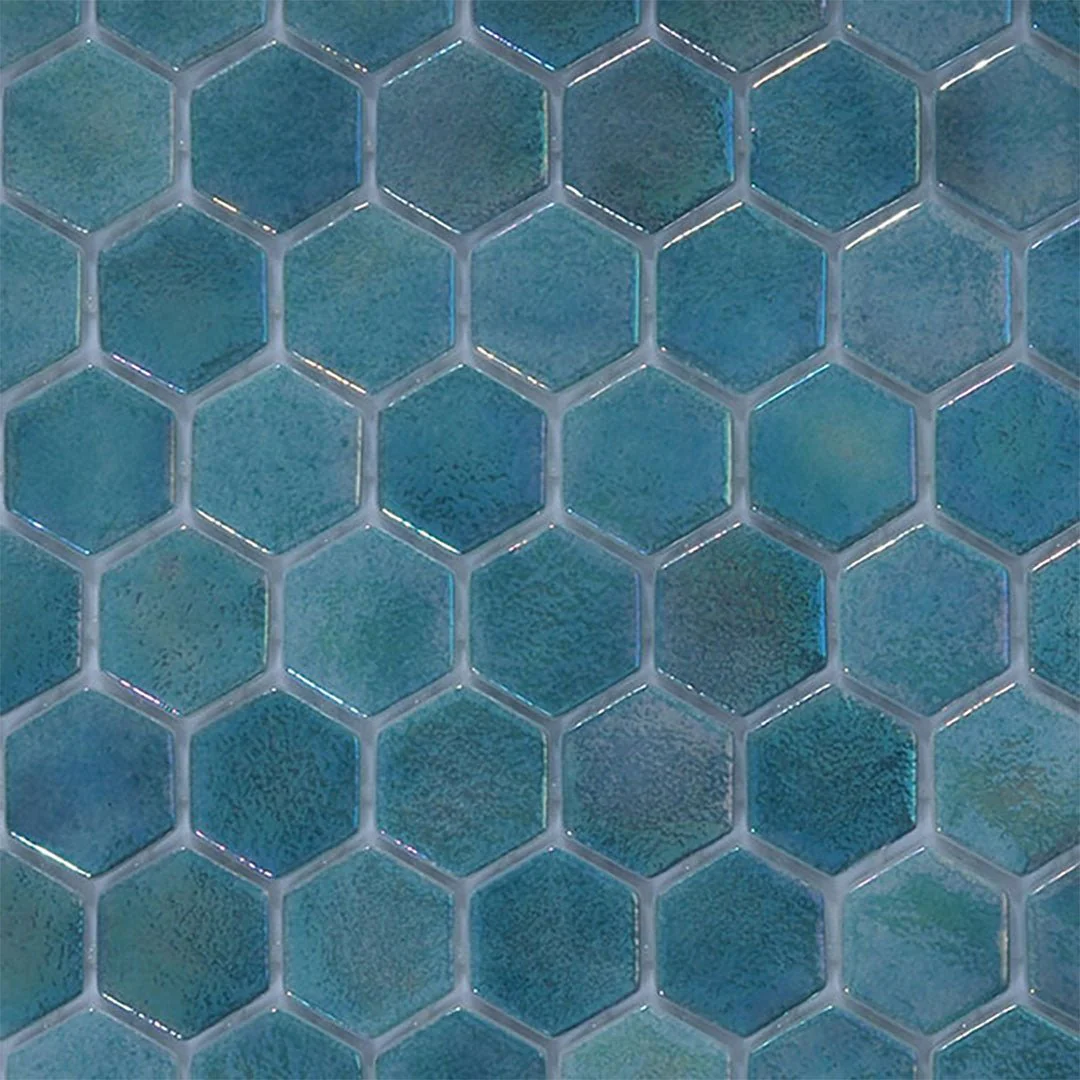 Pacific Mist, Hexagon Mosaic - Glass Tile - Image 3