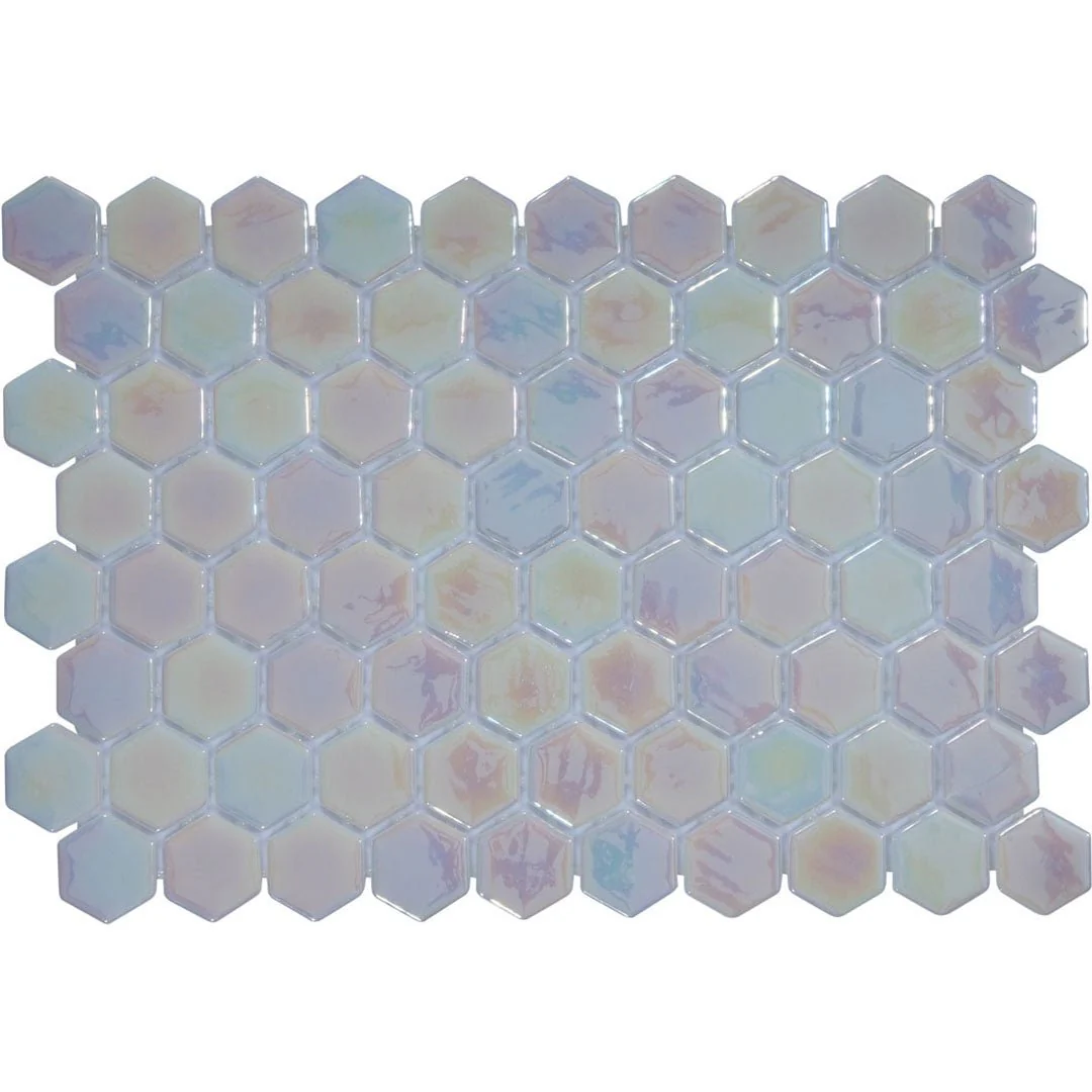 Pearl Tide, Hexagon Mosaic - Glass Tile