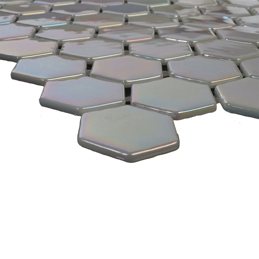 Pearl Tide, Hexagon Mosaic - Glass Tile - Image 3