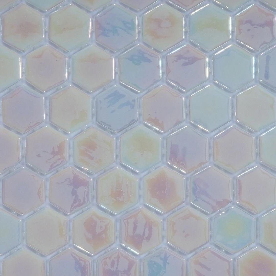 Pearl Tide, Hexagon Mosaic - Glass Tile - Image 4