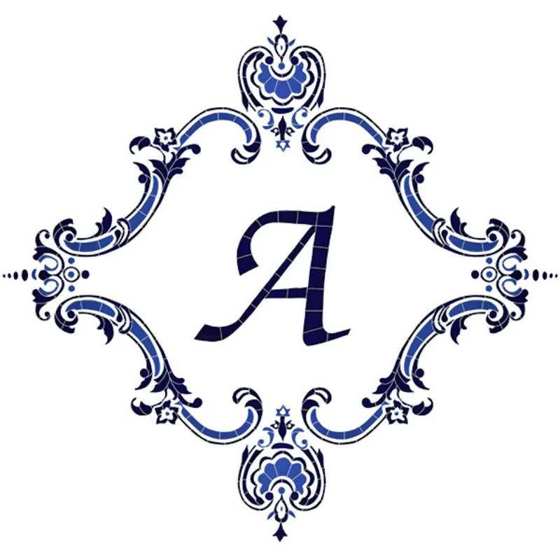 Personalized Monogram Medallion - Blue - Pool Mosaic