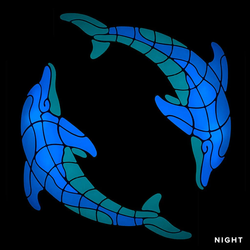 Playful Circle Dolphins - Glow in the Dark Pool Mosaics - Image 2
