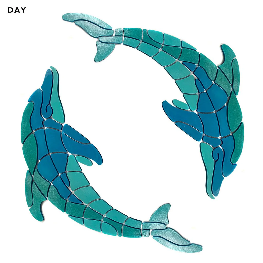 Playful Circle Dolphins - Glow in the Dark Pool Mosaics - Image 3