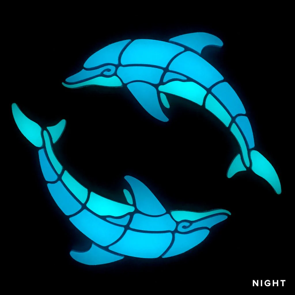 Playful Circle Dolphins, Left - Glow in the Dark Pool Mosaics - Image 2