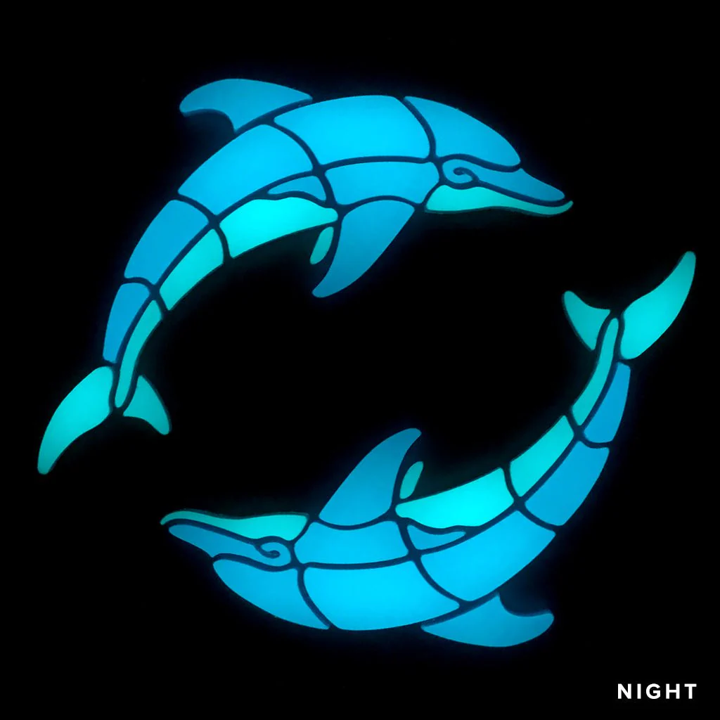 Playful Circle Dolphins, Right - Glow in the Dark Pool Mosaics - Image 2