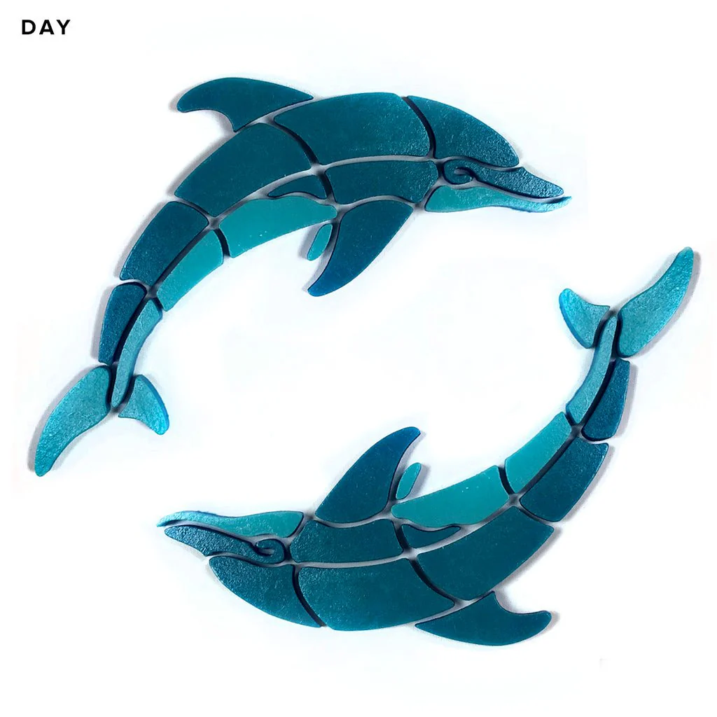Playful Circle Dolphins, Right - Glow in the Dark Pool Mosaics - Image 3
