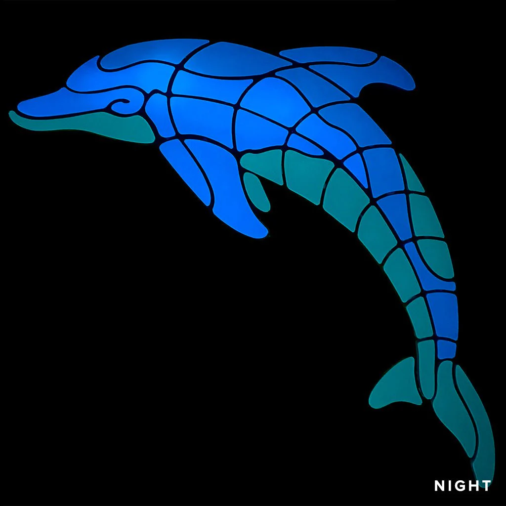 Playful Dolphin, Left - Glow in the Dark Pool Mosaic - Image 2