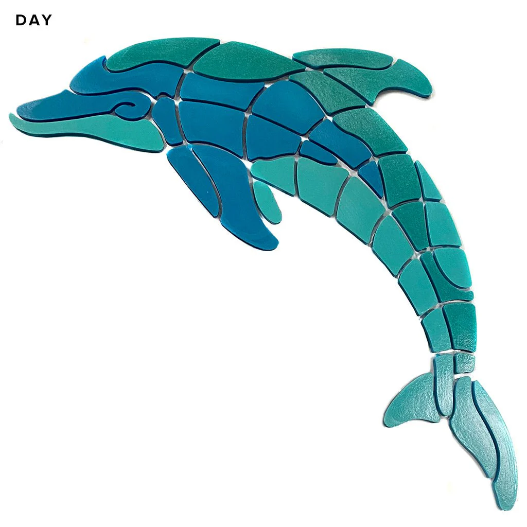 Playful Dolphin, Left - Glow in the Dark Pool Mosaic - Image 3