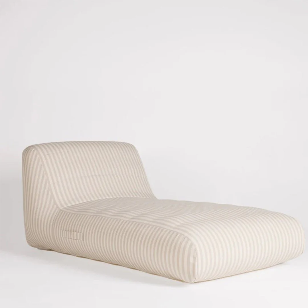 Pool Chaise, Ivory/Flax Stripe - Pool & Patio Lounger