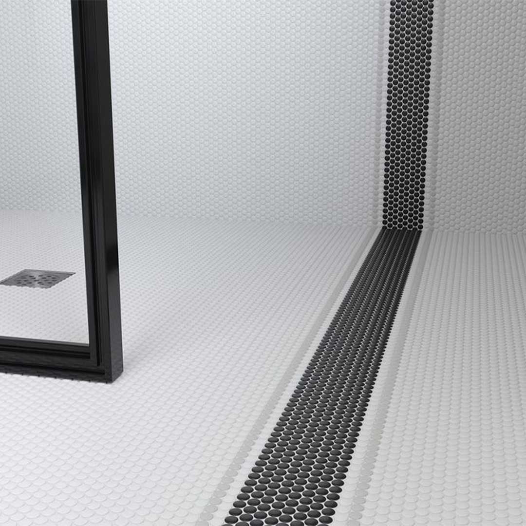 Porcelart Black Glossy, Penny Round Mosaic - Porcelain Tile - Image 3
