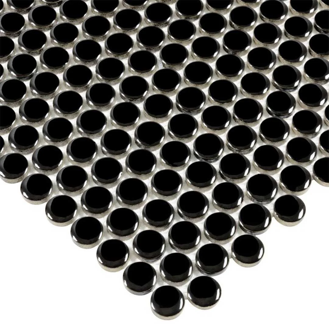 Porcelart Black Glossy, Penny Round Mosaic - Porcelain Tile - Image 6