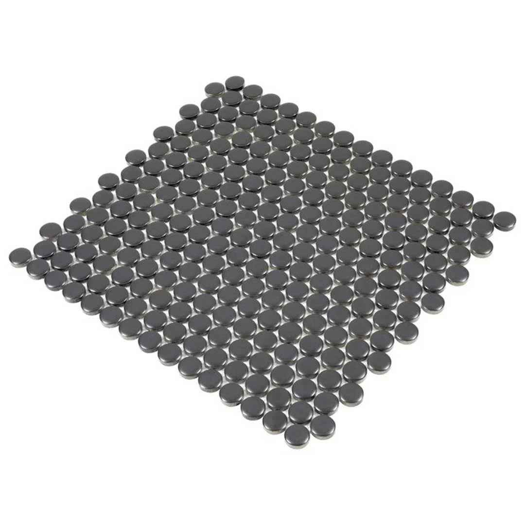 Porcelart Black Matte, Penny Round Mosaic - Porcelain Tile - Image 5