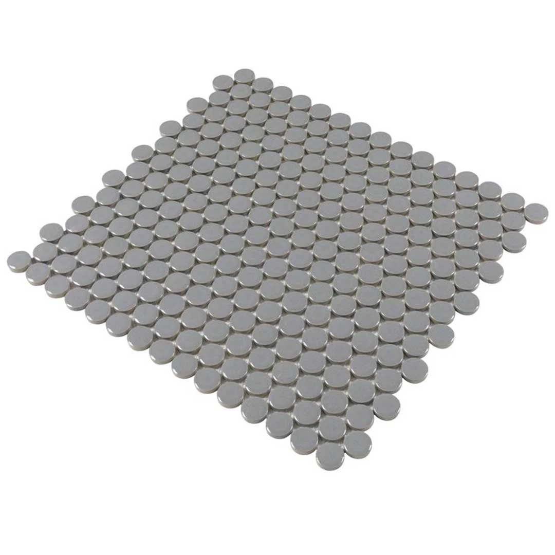 Porcelart Gray Glossy, Penny Round Mosaic - Porcelain Tile - Image 3