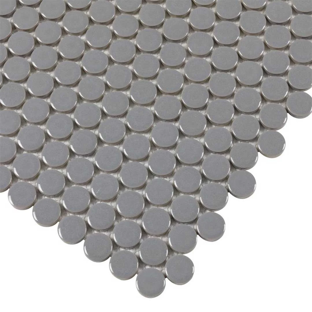 Porcelart Gray Glossy, Penny Round Mosaic - Porcelain Tile - Image 4