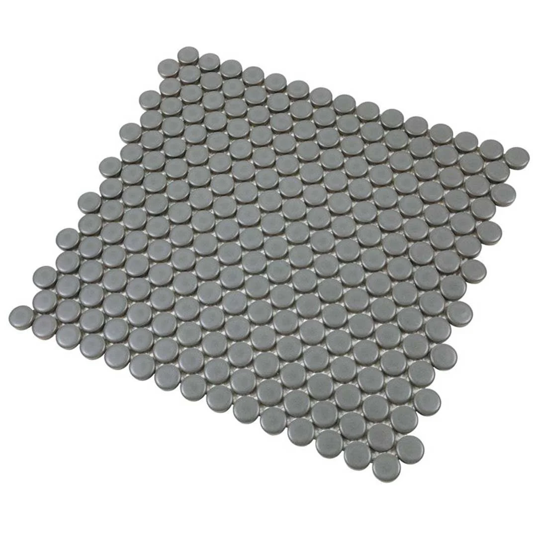 Porcelart Gray Matte, Penny Round Mosaic - Porcelain Tile - Image 3