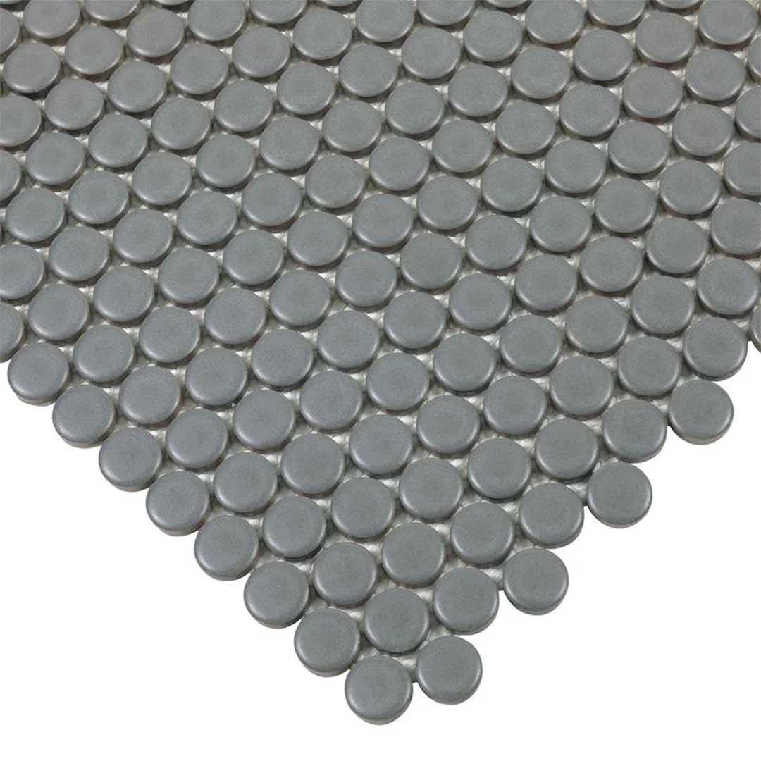 Porcelart Gray Matte, Penny Round Mosaic - Porcelain Tile - Image 4