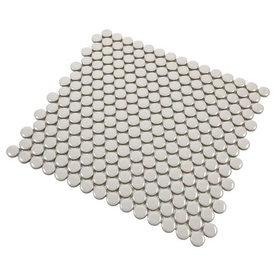 Porcelart Taupe Glossy, Penny Round Mosaic - Porcelain Tile - Image 3